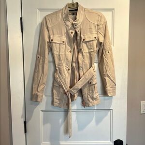Women's White House Black Market Cream/Rose Belted Jacket